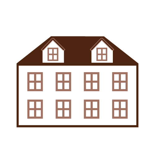 たくさんの部屋がある大きな建物のイラスト