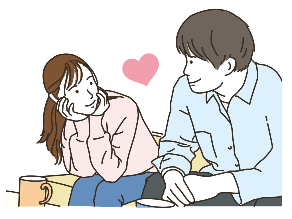 仲良く過ごすカップルのイラスト