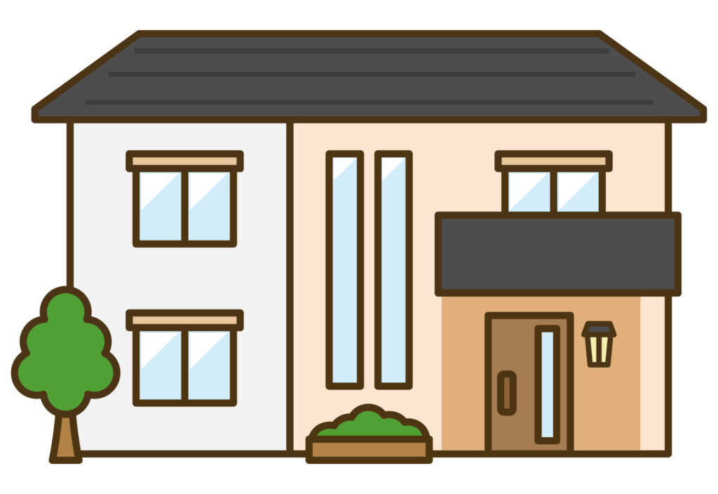 住宅街に建つ家のイラスト